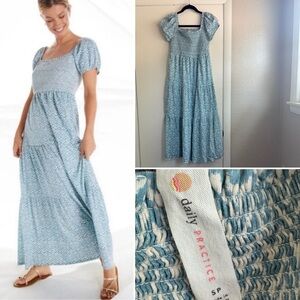 By Anthropologie Daily Practice Maxi Dress Blue White